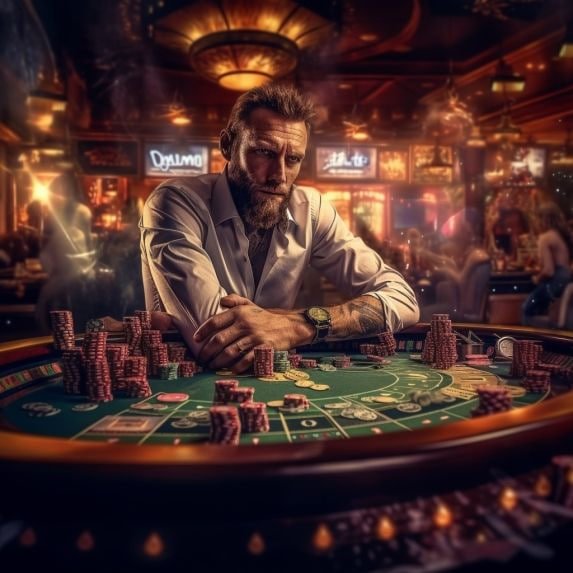 Live dealer managing Caribbean Stud Poker round
